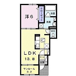 シャイニング　蒼II 1階1LDKの間取り