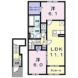 サニー 2階2LDKの間取り