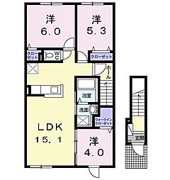 Nシャトーリバティー 3LDKの間取図画像