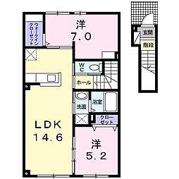 パンルージュ1 2LDKの間取図画像