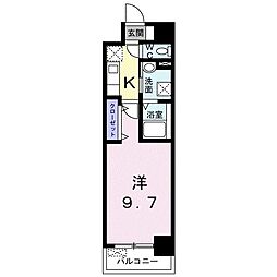 メゾンドプラシード 1Kの間取図画像