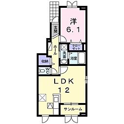 サンチェリー 1LDKの間取図画像