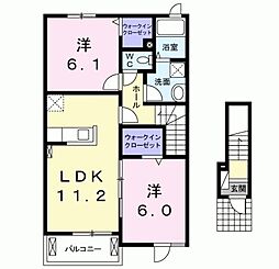 レジデンスプラム2 2LDKの間取図画像