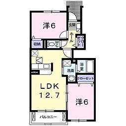 ベル・レベッカ 1階2LDKの間取り