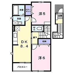サンリット氏家B 2DKの間取図画像