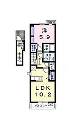 カーサ．ストーリア．Ａ 2階1LDKの間取り