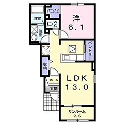 エリシオンB 1LDKの間取図画像