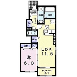 メゾン・ラ・ボヌールXVI 1階1LDKの間取り