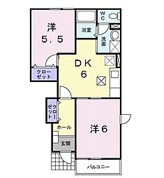 Sフィオーレ1 2DKの間取図画像