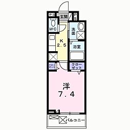 ドミール南仙台 1Kの間取図画像