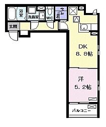 サニーフラット 1階1LDKの間取り
