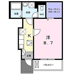 グランツYH2 1Kの間取図画像
