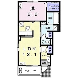 シャトーアンジュ2 1LDKの間取図画像