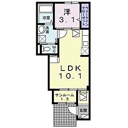 Ｍ’ｓｇａｒｄｅｎ三次十日市南 1階1LDKの間取り