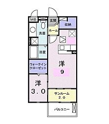 エクストラステージ1 1LDKの間取図画像