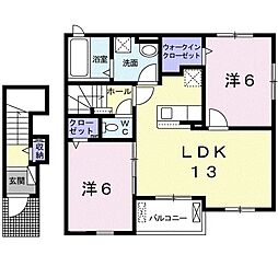 メゾンドゥフェリーチェ1 2LDKの間取図画像