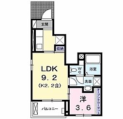 カーサ・ドマーニ 1階1LDKの間取り