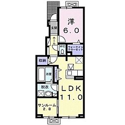 レジデンスハイツ西軽井沢2 1LDKの間取図画像