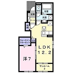 リアン1 1LDKの間取図画像