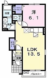 ヴェルデンスD 1LDKの間取図画像