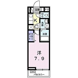アクア 1Kの間取図画像