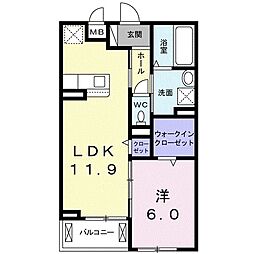 ノース・ジェルメ 1LDKの間取図画像