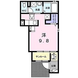 プリムローズ5 ワンルームの間取図画像