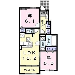プリムローズ 2LDKの間取図画像