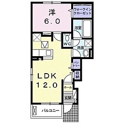 グリチネA 1LDKの間取図画像