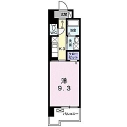 グランクリュ佐古WEST 1Kの間取図画像