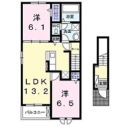 アンティランB 2LDKの間取図画像