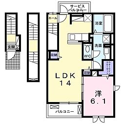 ハイム　エルデ　ケイ 3階1LDKの間取り