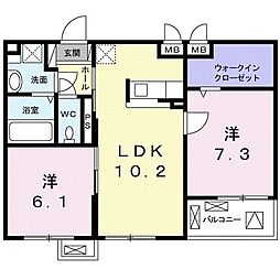 カムール 2LDKの間取図画像