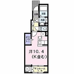 シエロ・ガーデン北島A ワンルームの間取図画像