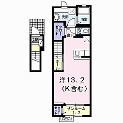シエロ・ガーデン北島A ワンルームの間取図画像