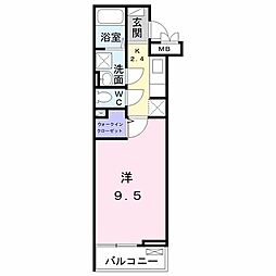 マリオ北島D 1Kの間取図画像