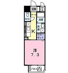 リアン 1Kの間取図画像