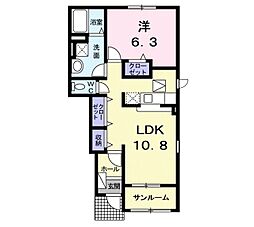 アヴァンセA 1LDKの間取図画像