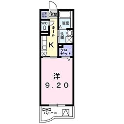 シャルマン2 1Kの間取図画像