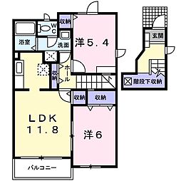 バーシアNAITO2 2LDKの間取図画像