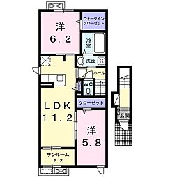 アコール2 2LDKの間取図画像