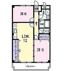 サンモール 2階2LDKの間取り