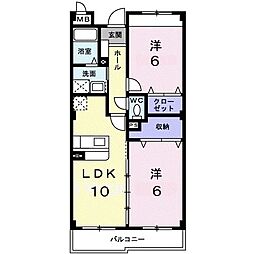サンリットヒルズ 2LDKの間取図画像