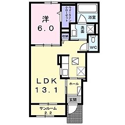 ヴィラアストラガル 1LDKの間取図画像
