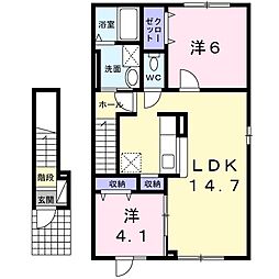 ル・シーニュ沼の端1 2LDKの間取図画像