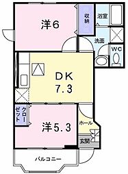 クレストールS・S・K2 2DKの間取図画像