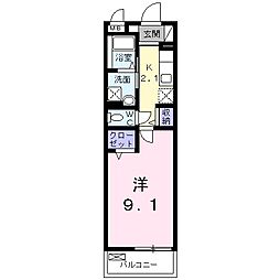 ルクレイル西桜 1Kの間取図画像