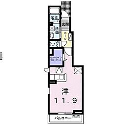 プラシード2 ワンルームの間取図画像