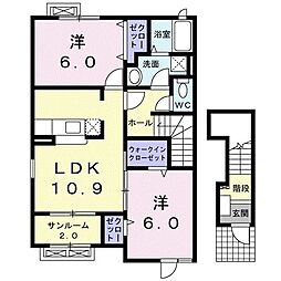 プロムナード・ゴチB 2LDKの間取図画像