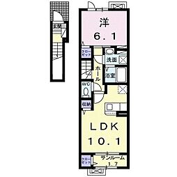 ハウス　フリーデ　II 2階1LDKの間取り